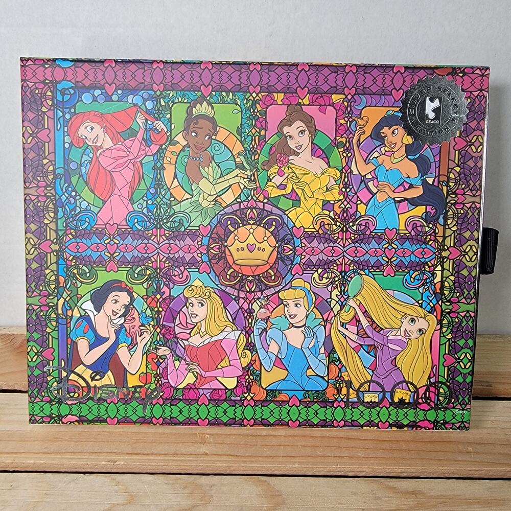 Disney 1000 Pc Stained Glass Princess Puzzle + Full Color Diagram